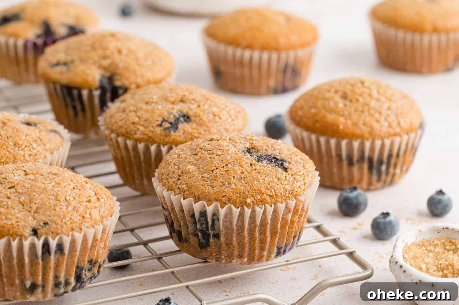 bluberry-wheat-bran-muffins-2 Muffins on cooling rack.