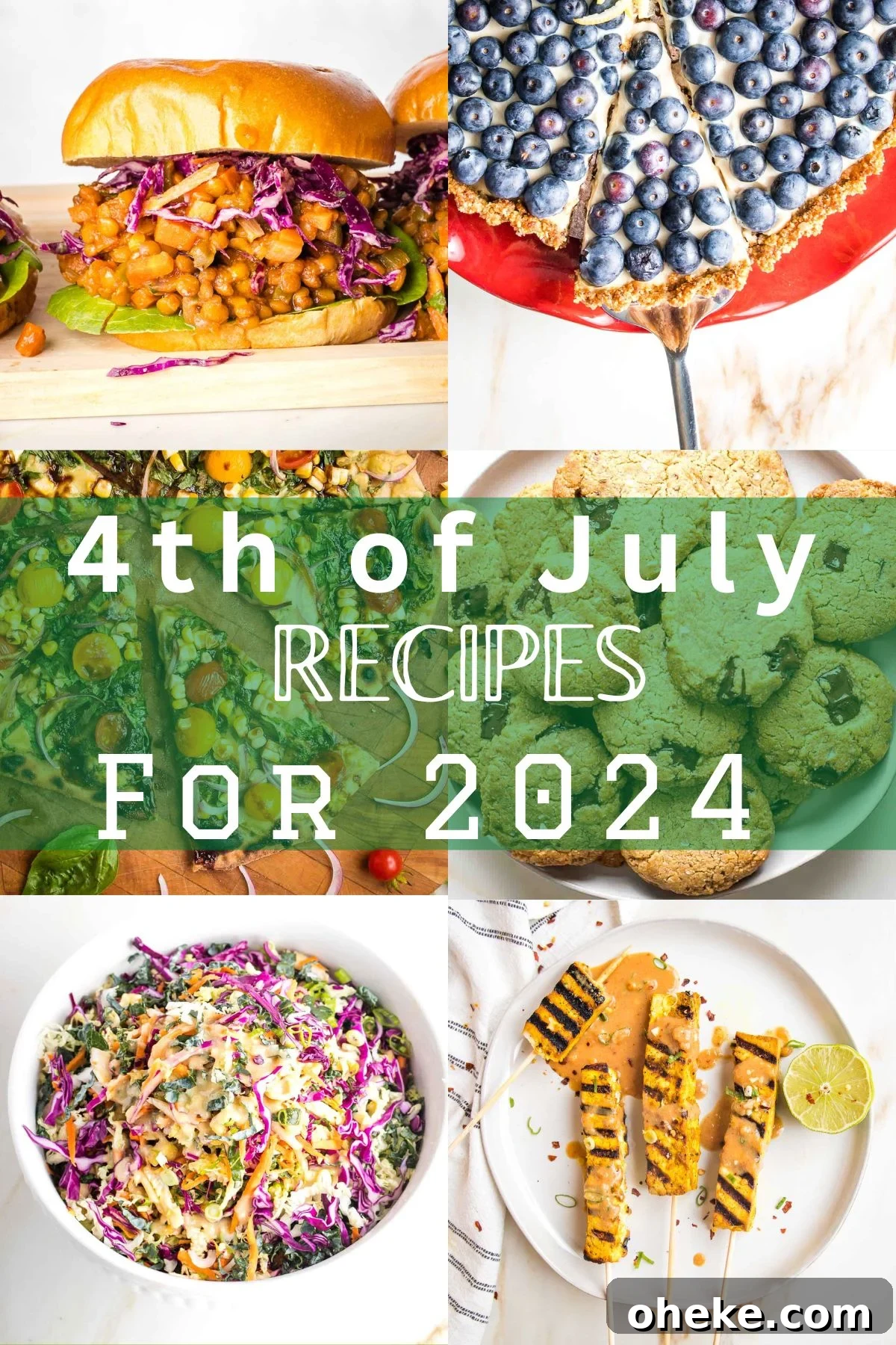 Collage of food photos with the words "4th of July Recipes for 2024" written across the center.