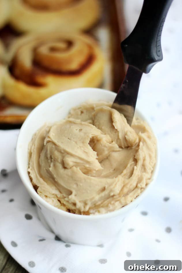bowl of caramel frosting