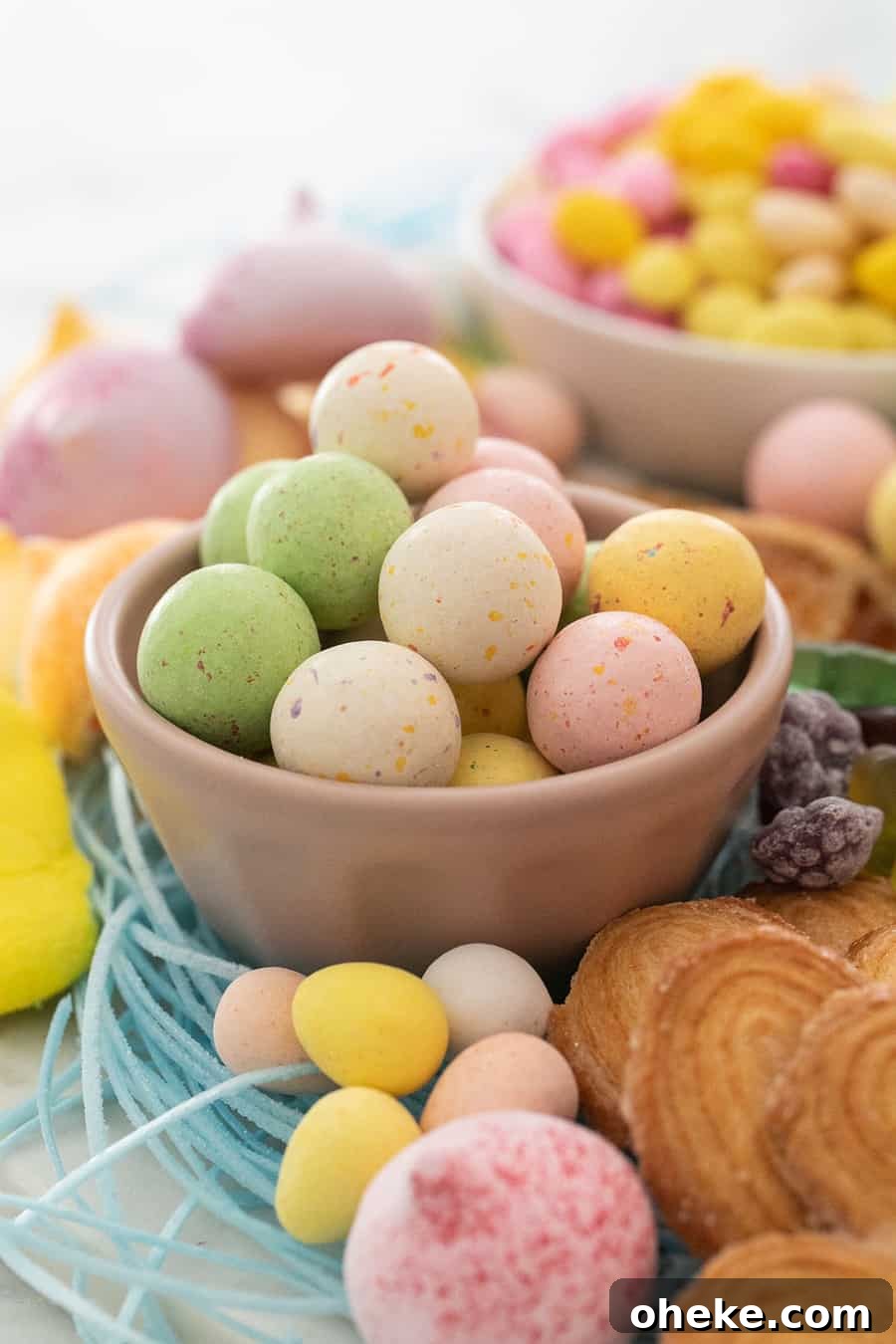 DIY Easter Candy Platter: Festive Dessert Ideas & Styling Tips 6 Malt balls in a small pink bowl