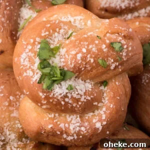 Homemade Garlic Knot Recipe: Soft, Chewy Garlic Bread Knots 6 garlic knot closeup