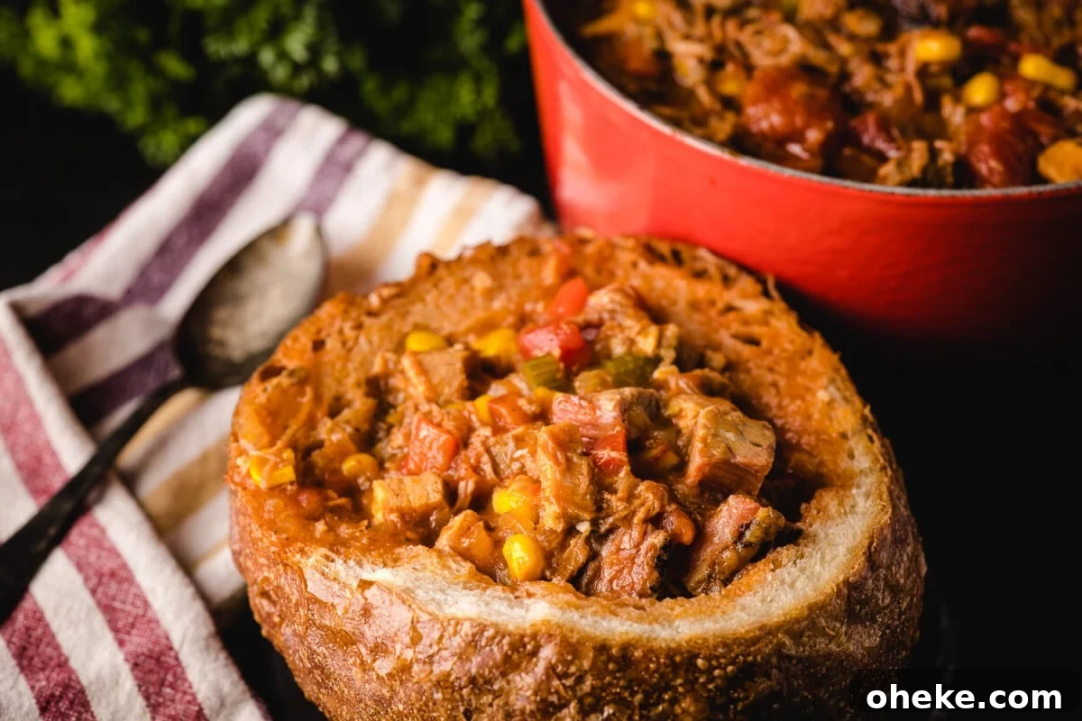 How to Store, Reheat, and Repurpose BBQ Leftovers 5 Brunswick stew in a bread bowl.