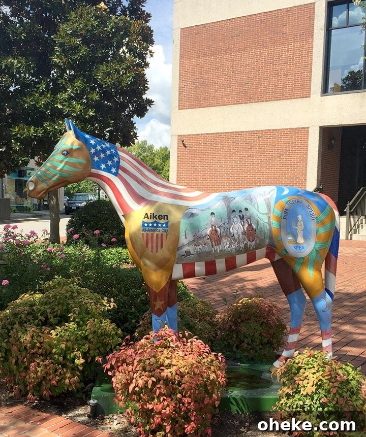 Visit Aiken, SC: Top Things to Do, Where to Stay, and Local Tips 3 A painted horse statue in downtown Aiken, SC.