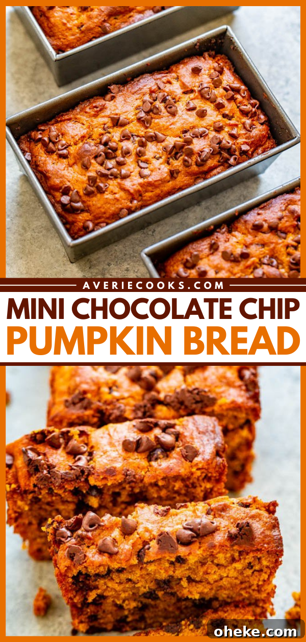Mini Pumpkin Chocolate Chip Bread Pinterest image. 