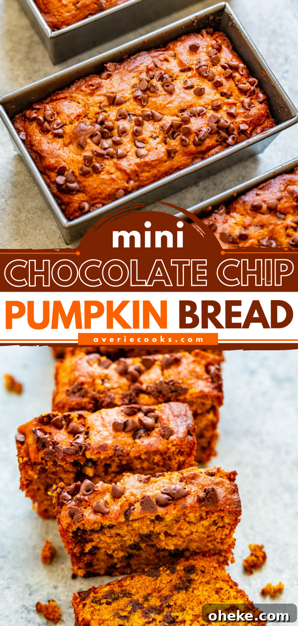 Mini Pumpkin Chocolate Chip Bread Pinterest image. 