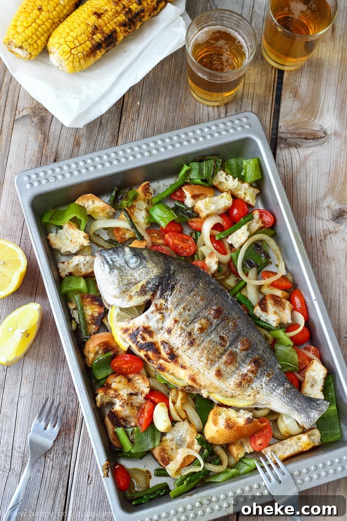 Grilled Whole Fish with Italian Bread Salad Photo