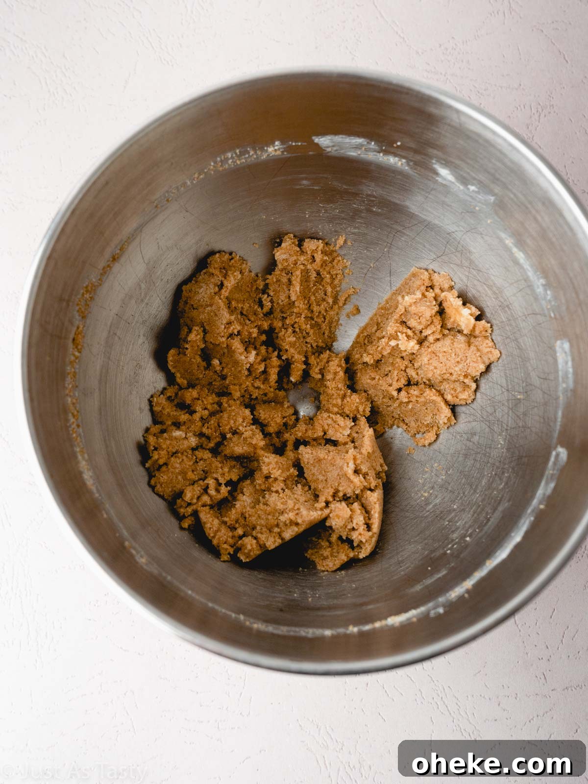 Creamed butter and sugar in a bowl.