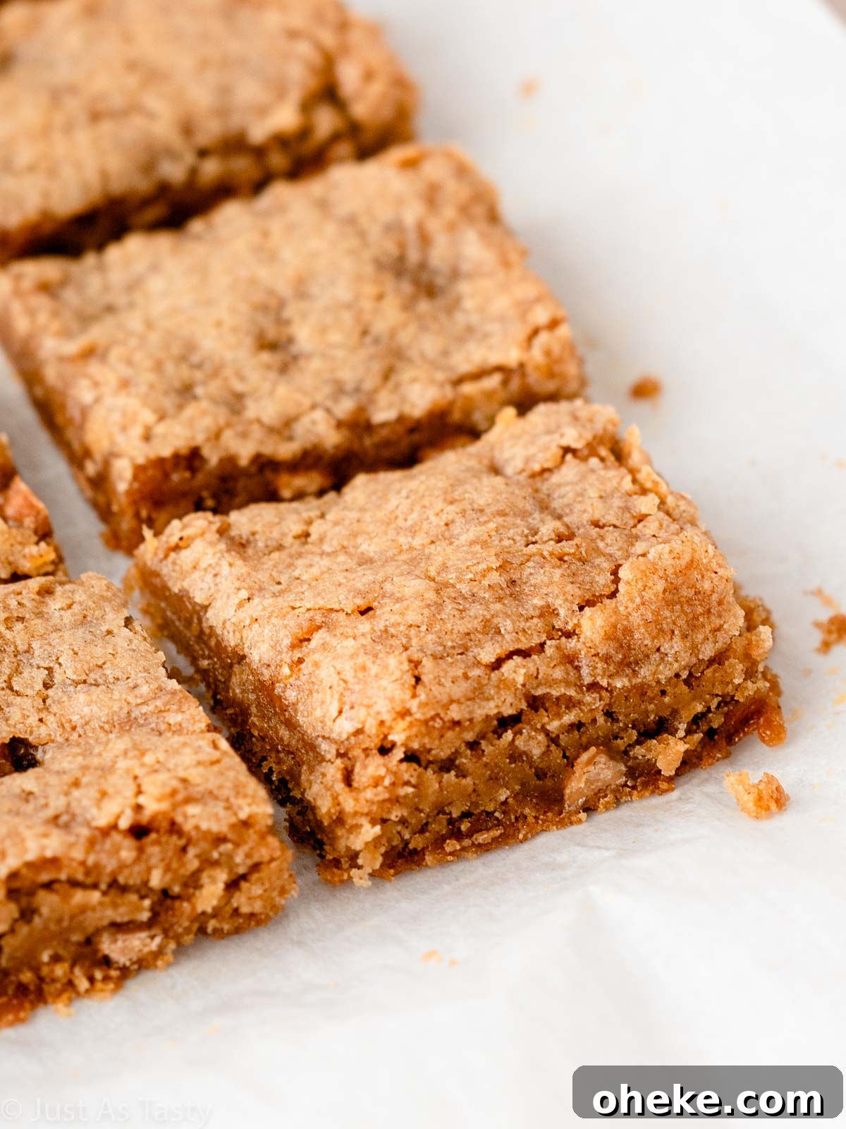 Close-up of an apple blondie.
