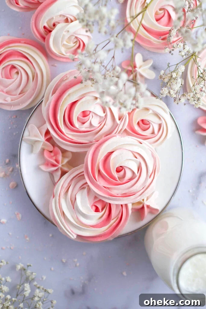 Crispy Meringue Cookies Without Cream of Tartar 15 plate full of cookies with a glass of milk