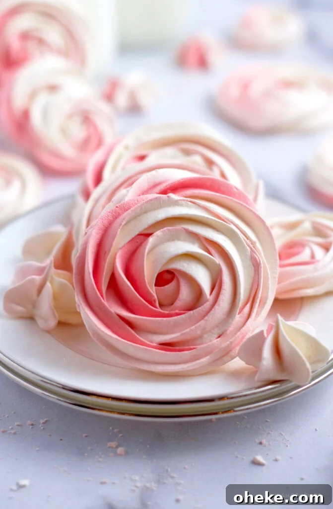 Crispy Meringue Cookies Without Cream of Tartar 3 meringue cookies without cream of tartar on a plate