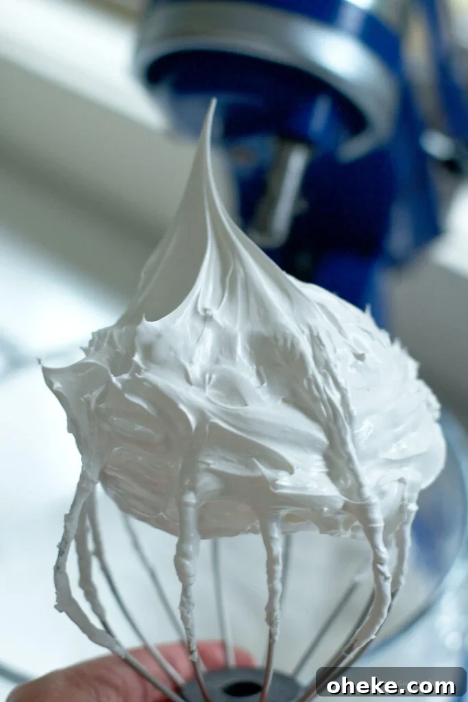 Crispy Meringue Cookies Without Cream of Tartar 9 perfect stiff peak on mixer whisk