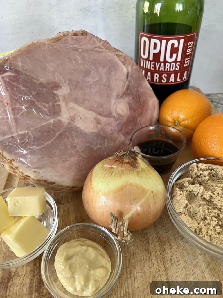 Dutch Oven Spiral Ham with Marsala Glaze Recipe 5 Ingredients for baked ham in a dutch oven with marsala glaze.