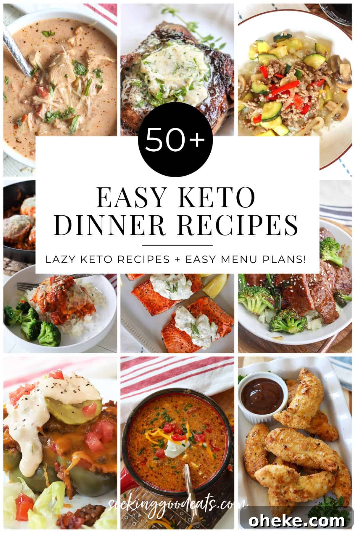 A compilation of 9 images of keto dinner recipes