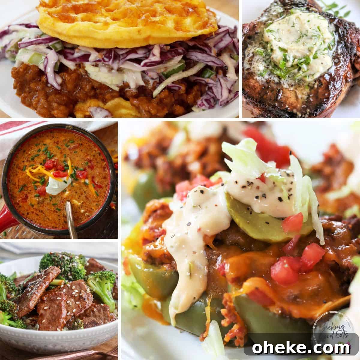 A compilation of five beef keto dinner recipes