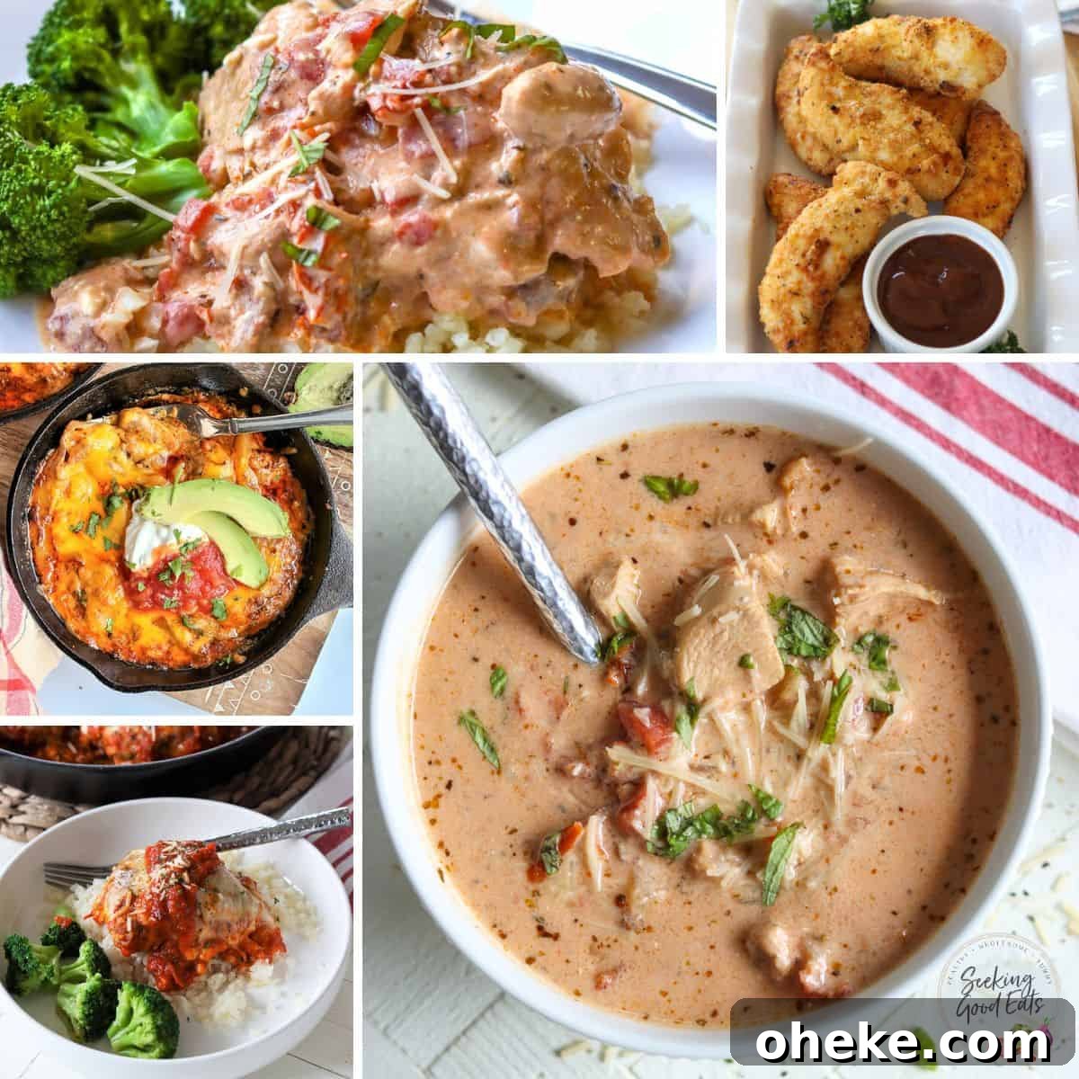A compilation of five chicken keto dinner recipes.
