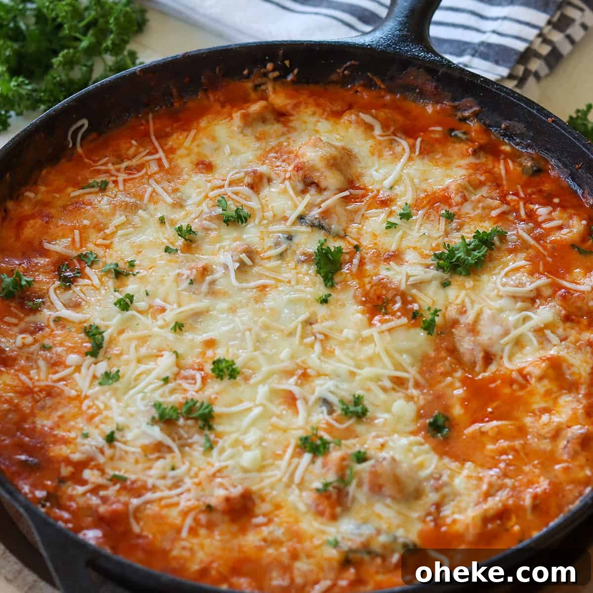 Feature image of chicken parmesan casserole