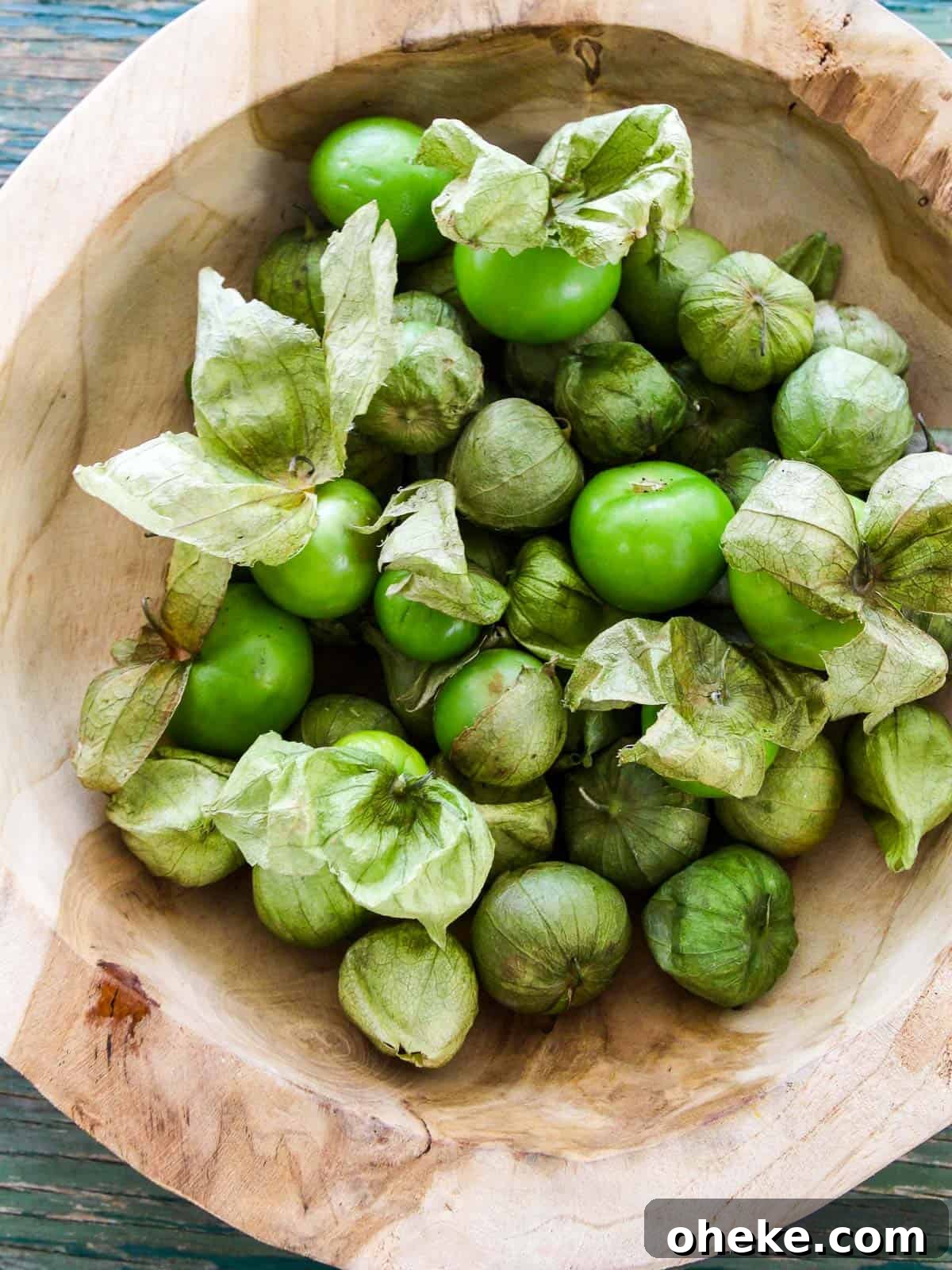 Tomatillos in a large bowl