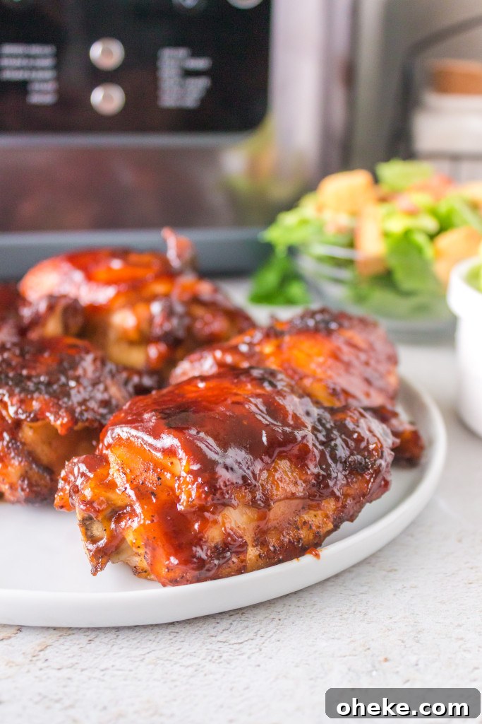 Crispy BBQ Chicken Thighs in the Air Fryer (Ninja Speedi) 6 air fryer bbq chicken thighs