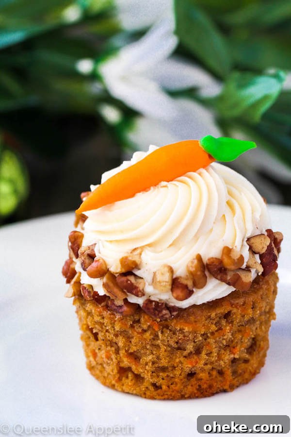 carrot cupcake on a white plate