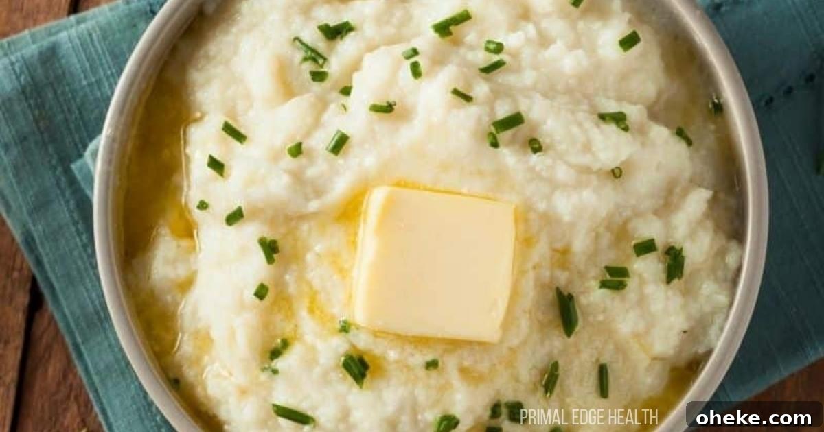 17 Comforting Recipes to Keep You Warm This Season 2 Mashed cauliflower potatoes with butter on top in a bowl.