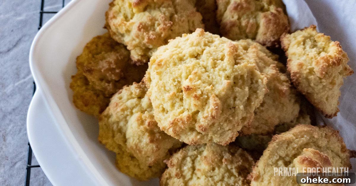 17 Comforting Recipes to Keep You Warm This Season 14 Buttermilk biscuits with almond flour in white dish on cooling rack.