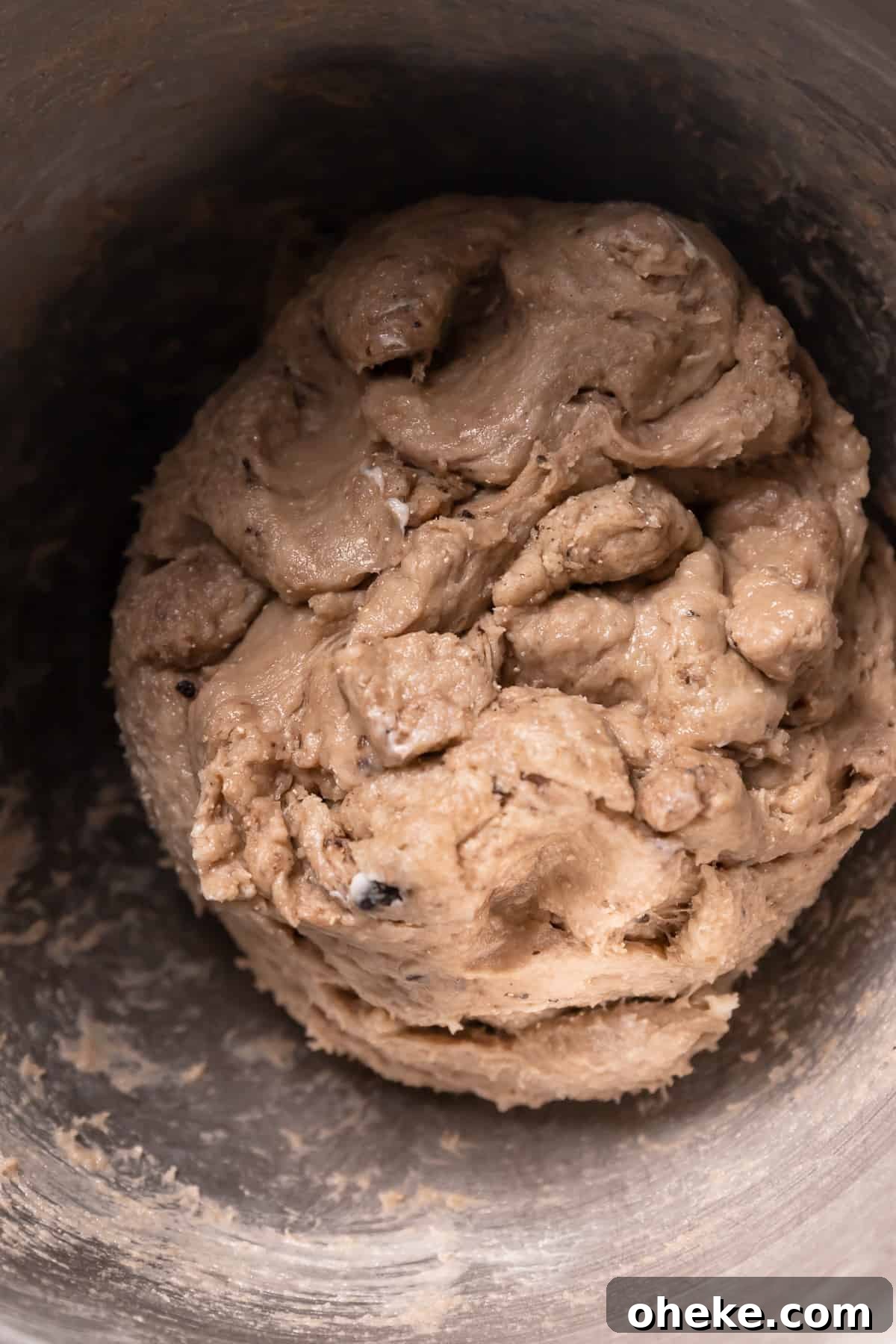 Cookies and Cream Cinnamon Rolls Recipe for Dessert Lovers 5 The dough after mixing in a bowl.
