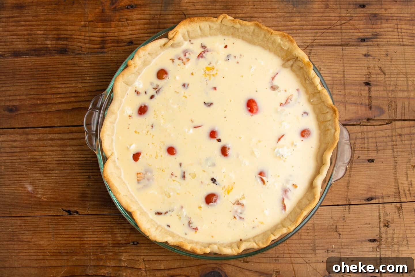 This is a picture of the crust with the egg mixture added.