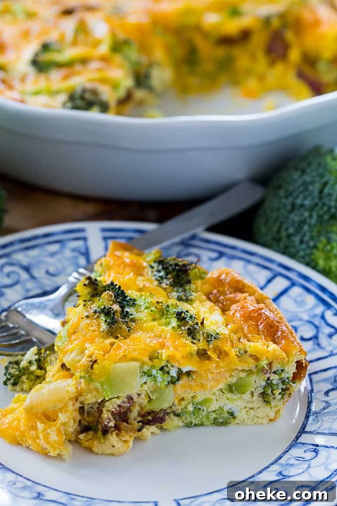 Crustless Broccoli and Cheddar Quiche - Low Carb Recipe 6 Crustless Broccoli Cheddar Quiche (Low Carb)