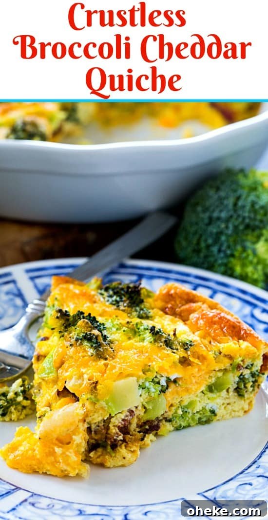 Crustless Broccoli and Cheddar Quiche - Low Carb Recipe 8 Crustless Broccoli Cheddar Quiche (Low Carb)