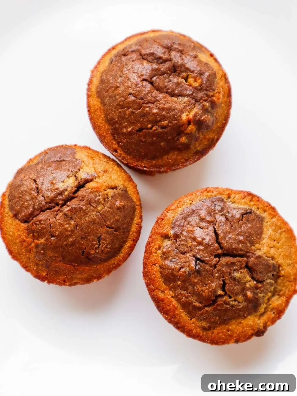 Flourless Marble Oatmeal Muffins with Swirled Chocolate and Vanilla 6 Flourless oatmeal marble muffins, gluten-free and tasty! Made with simple ingredients, this easy healthy muffin recipe is great for snacks or dessert!