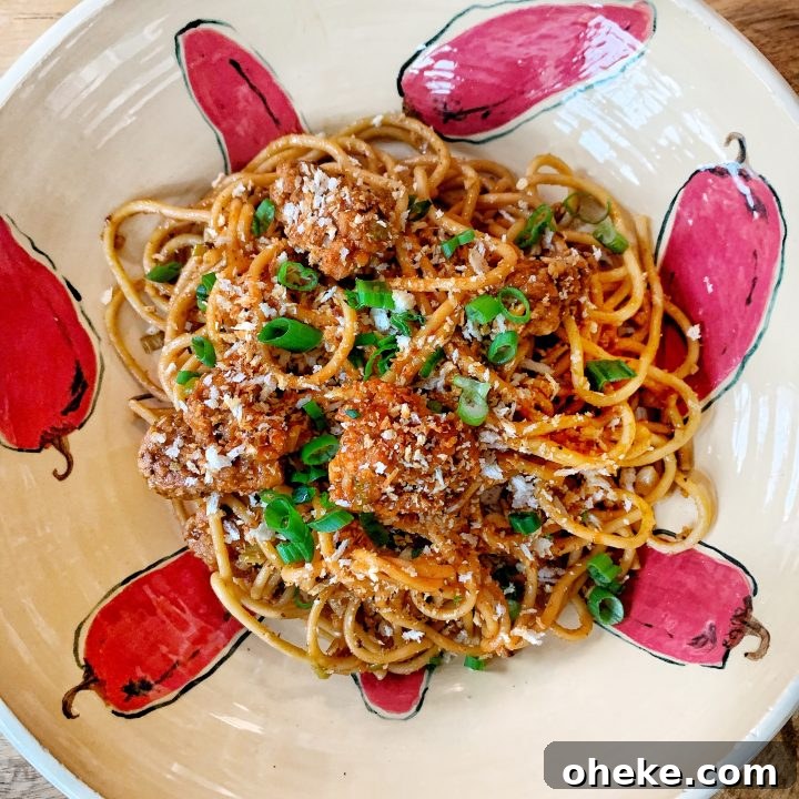 Kung Pao Spahetti with Crispy Chicken