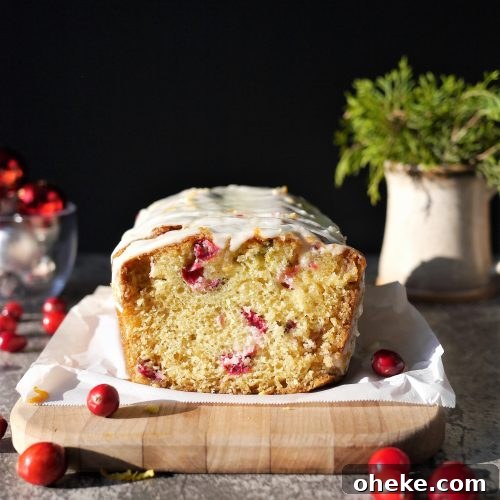 Cranberry orange sweet bread with orange glaze