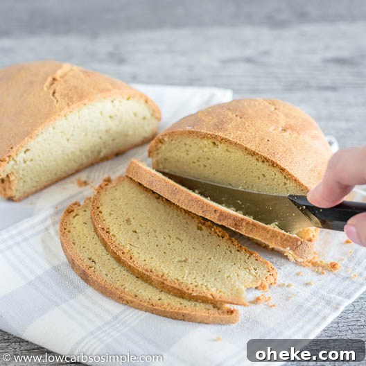 Dairy-Free Keto Bread Recipe: Low-Carb Loaf Without Dairy 11 Cutting into Slices | Low-Carb, So Simple