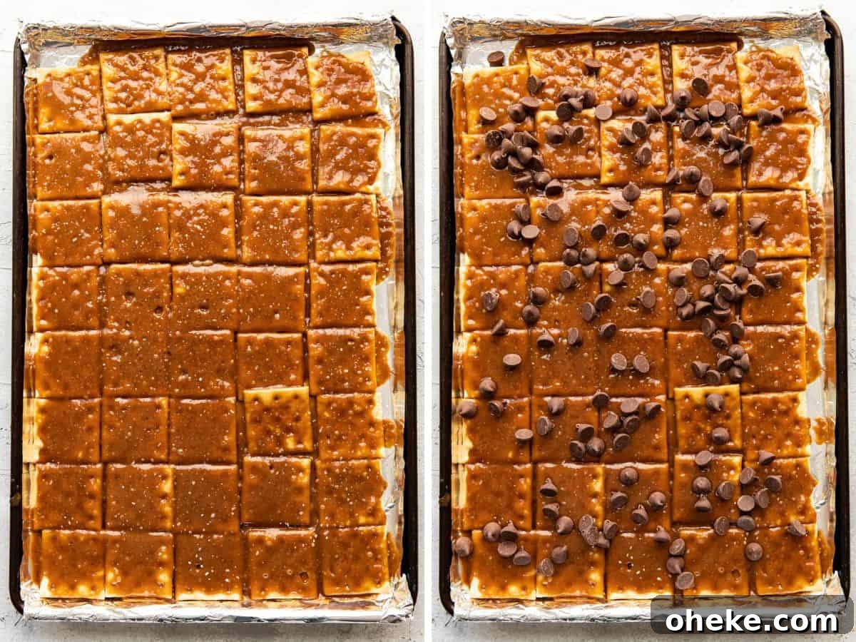 chocolate spread over caramel