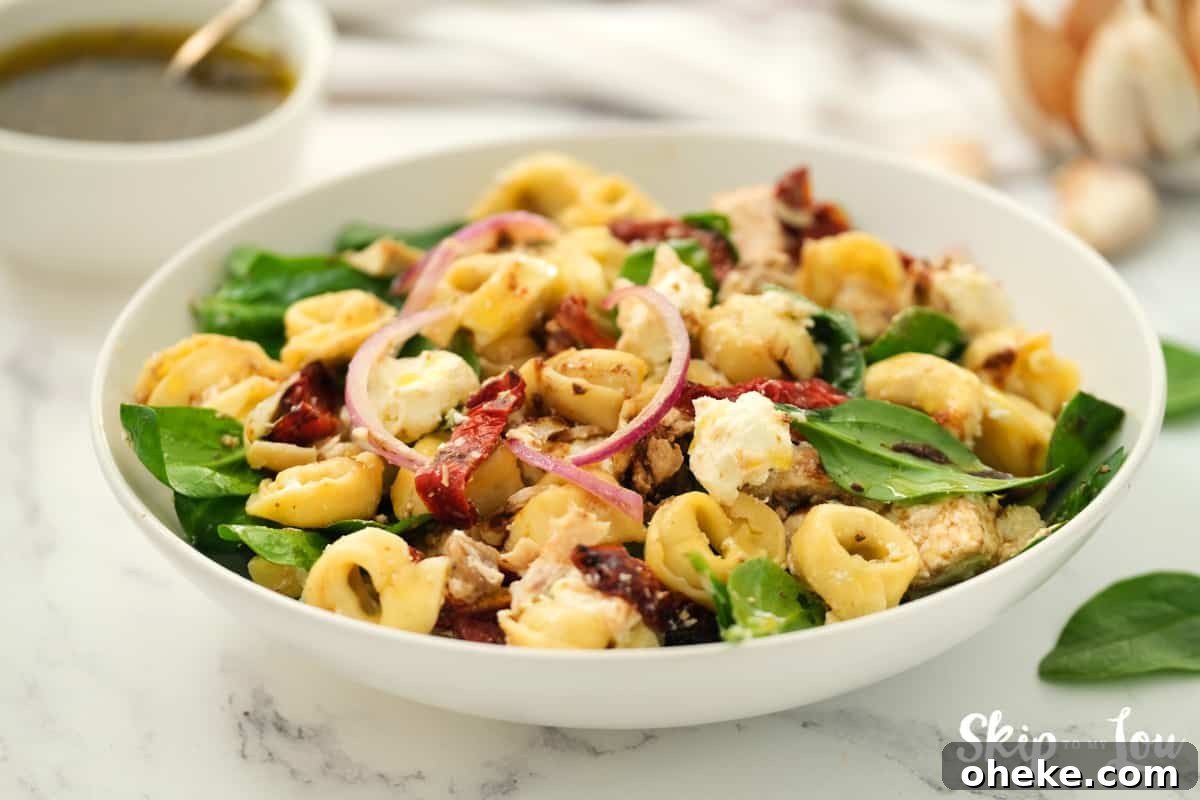 tortellini salad ready to serve
