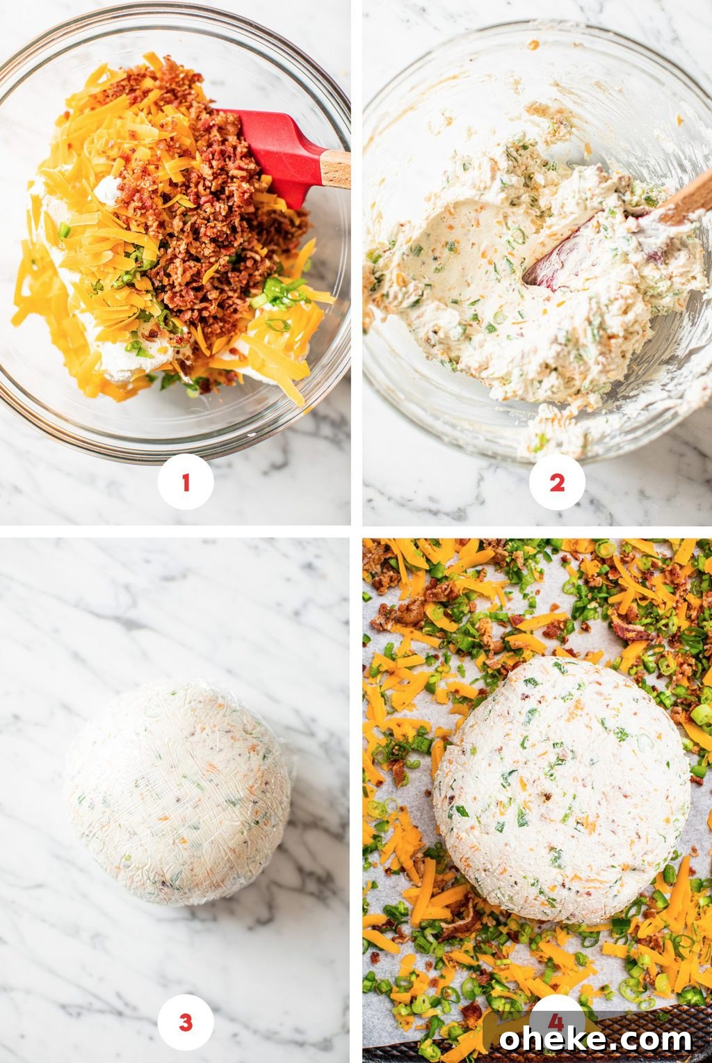 four step grid making cheese ball recipe