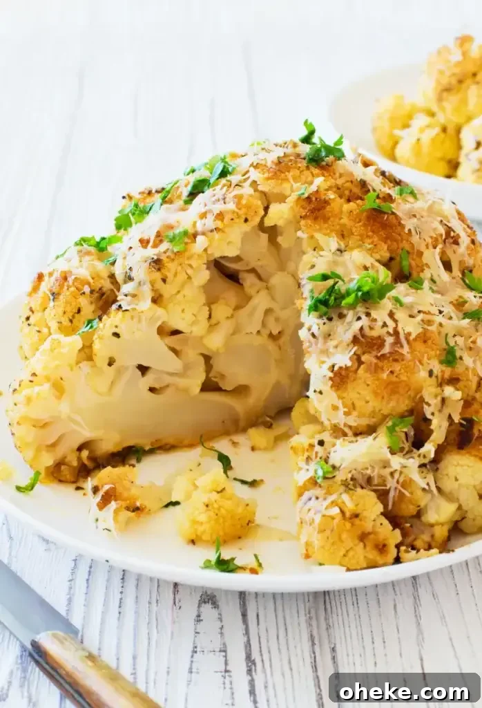 Ingredients and finished cauliflower