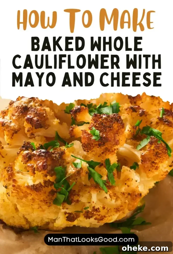 Finished baked whole cauliflower ready to serve