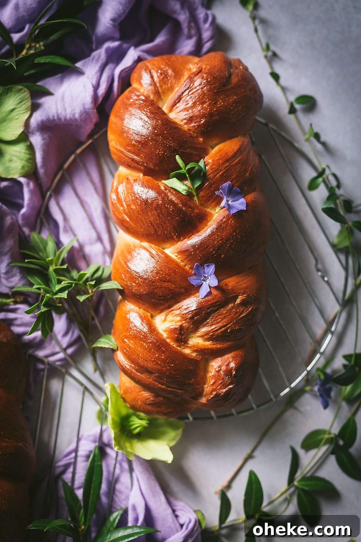 overhead shot of Challah loaf