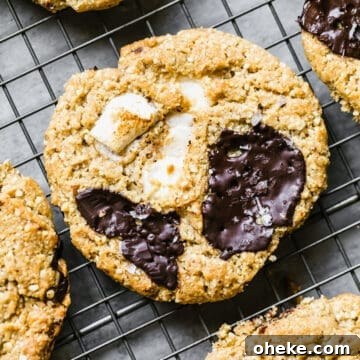 s'mores cookies with dark chocolate and flaked salt on top