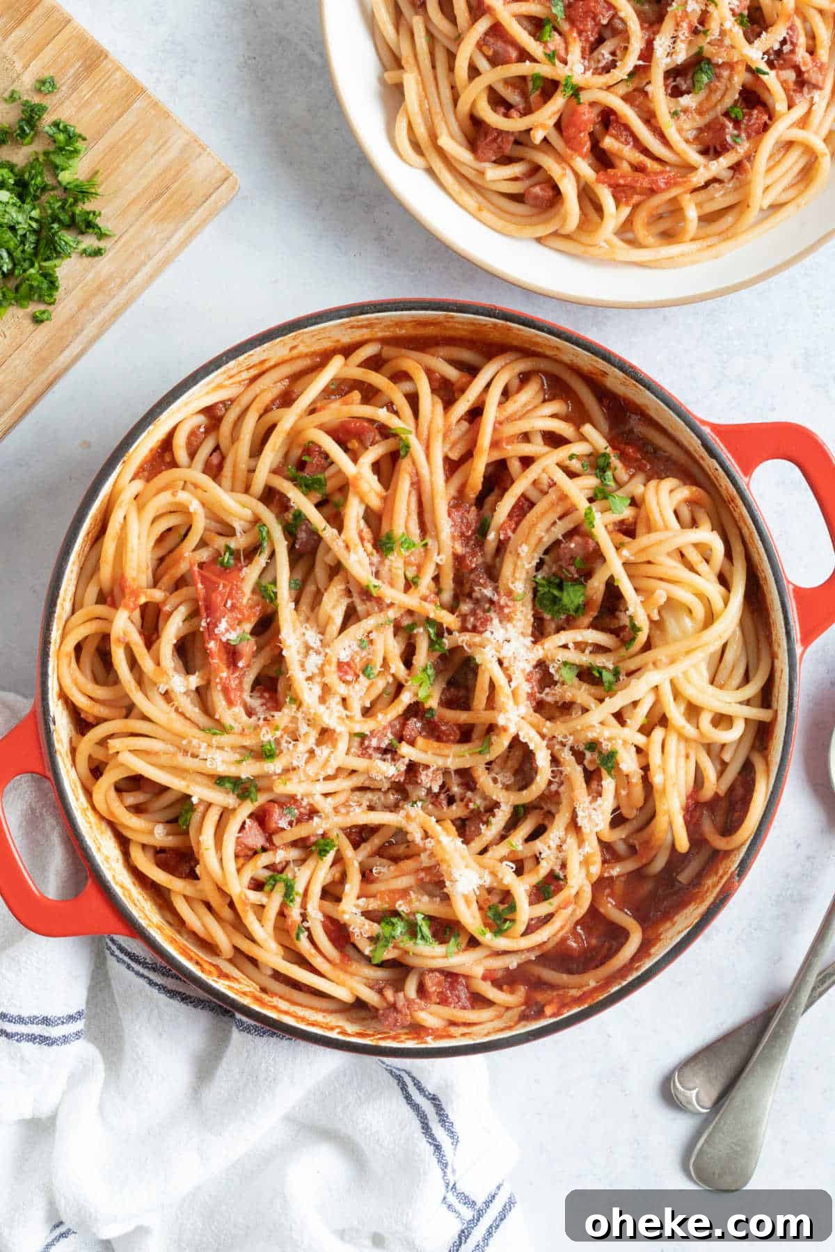 Pasta in a pan.