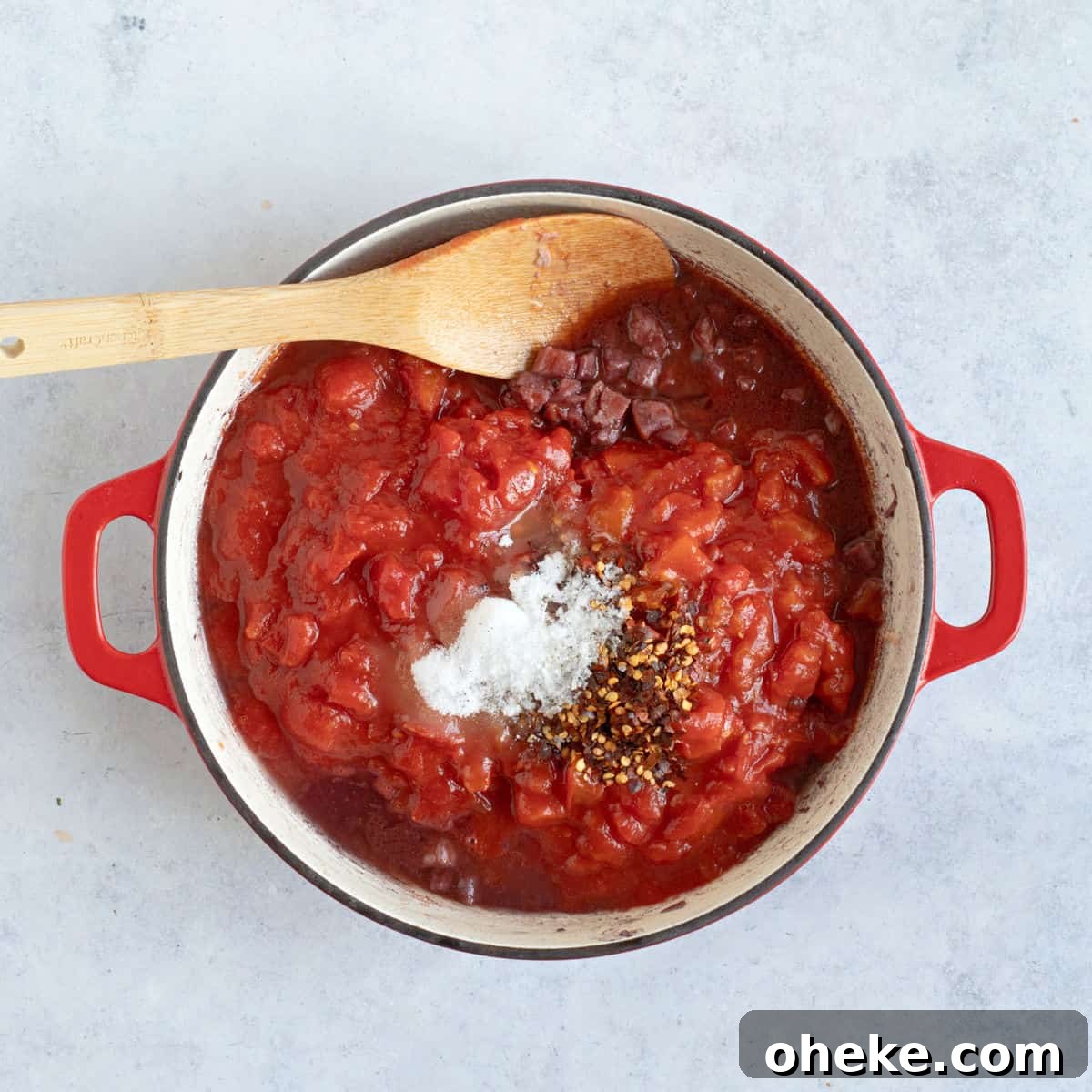 Chopped tomatoes in a pan.