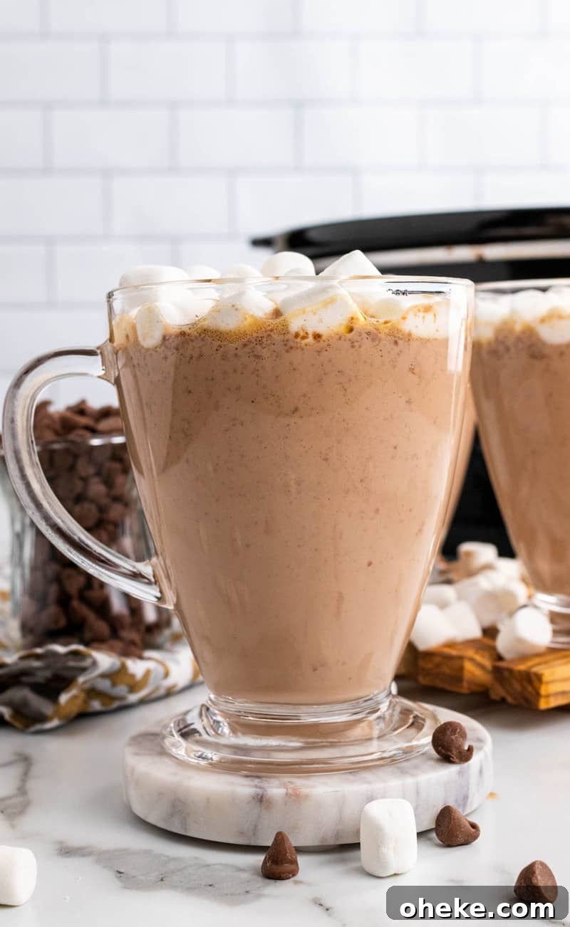 close up of hot chocolate in glass mug