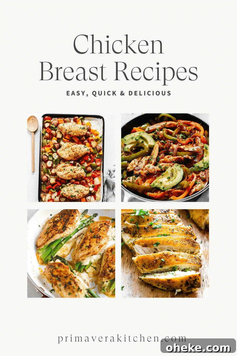 Collage of 4 chicken breast recipes