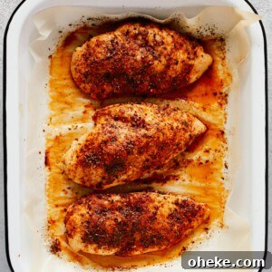 Baked chicken breast on a plate