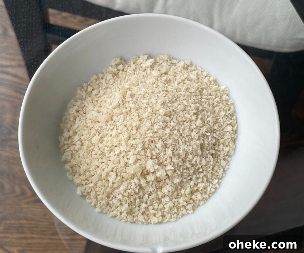 Bowl of breadcrumbs