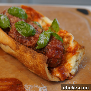Meatball sub on a plate