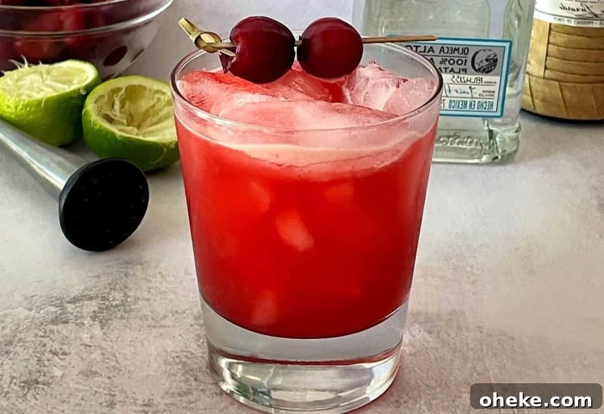 cherry margarita in a glass.