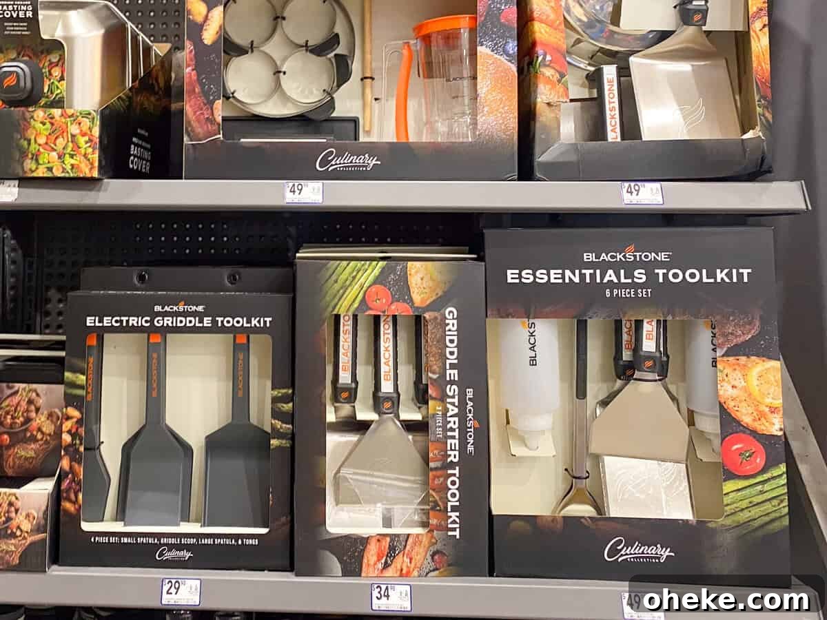 A close up of Blackstone branded tools