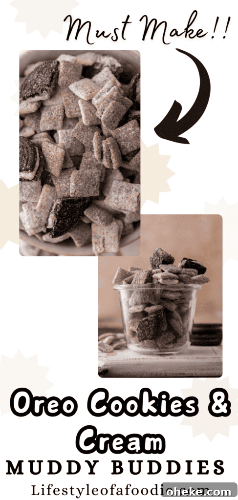 Cookies and Cream muddy buddies recipe